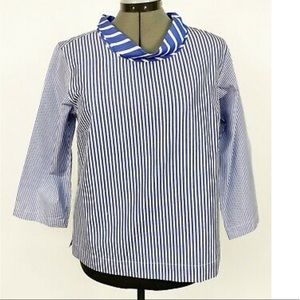 ♦️SOLD Thomas Madison for J. Crew Scarf Neck Striped Blouse. Size 0 NWT